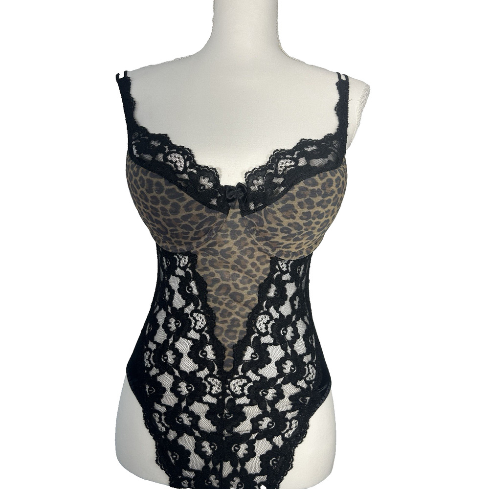 Vintage Victoria's Secret Gold Label Black Lace Bodysuit REN Fare Size 34D - Picture 3 of 8